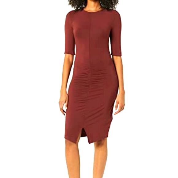 New Ruched Front Casual Jersey Dress Party Work Office Size XXL - Picture 1 of 7